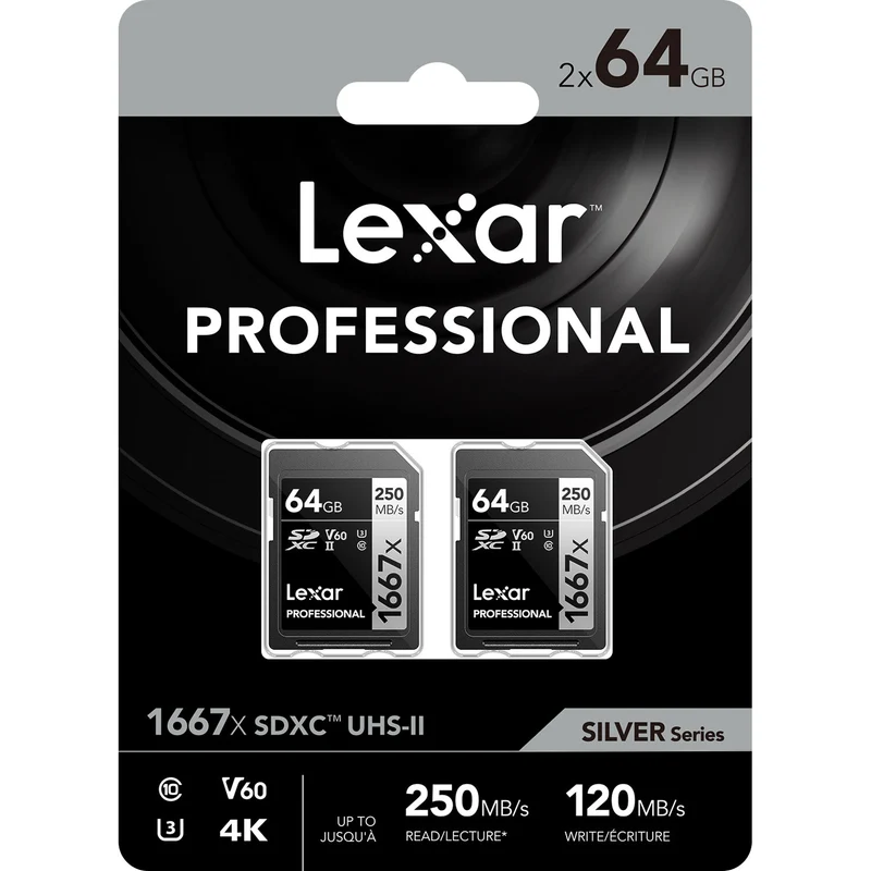 Tarjeta Lexar 64GB Professional 1667x UHS-II SDXC (2-Pack)