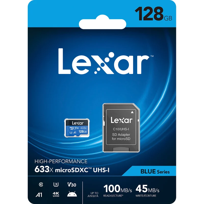 Tarjeta Lexar 128GB High-Performance 633x UHS-I microSDXC con SD Adapter