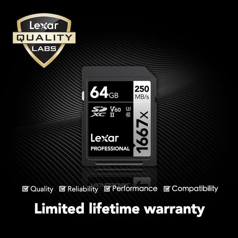 Tarjeta Lexar 64GB Professional 1667x UHS-II SDXC