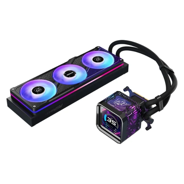 Enfriador Líquido ASRock Phantom Gaming 360 LCD - AIO ARGB - Pantalla LCD IPS 3.4" - TDP 400W - Intel LGA1851/LGA1700 - AMD AM5/AM4 - Negro