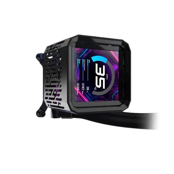 Enfriador Líquido ASRock Phantom Gaming 360 LCD - AIO ARGB - Pantalla LCD IPS 3.4" - TDP 400W - Intel LGA1851/LGA1700 - AMD AM5/AM4 - Negro