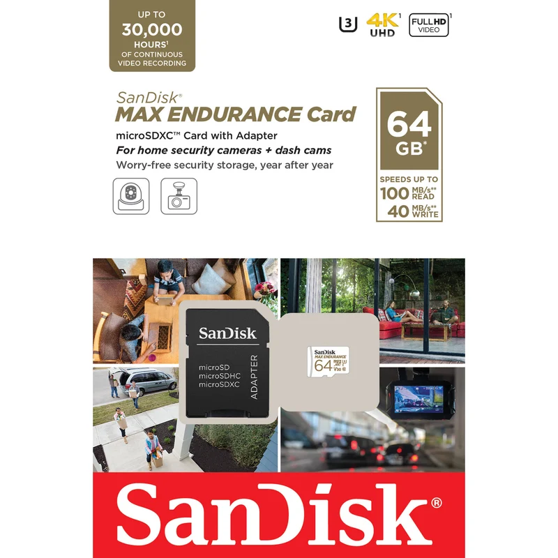 Tarjeta SanDisk 64GB MAX ENDURANCE UHS-I microSDXC con SD Adapter