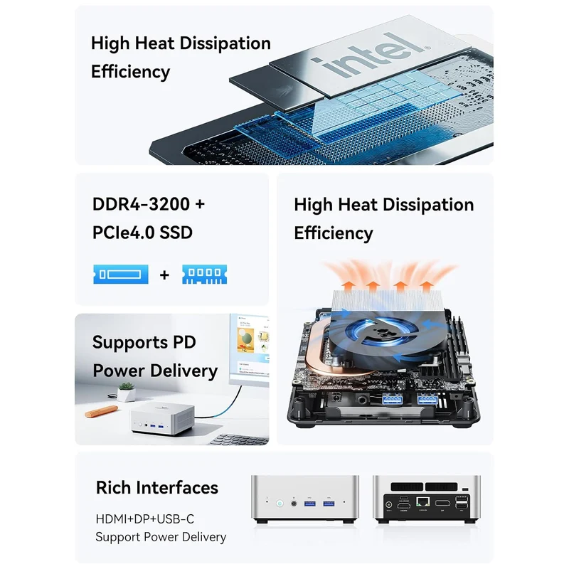Mini PC Minisforum UN1290 32 GB RAM 1 TB SSD, con Intel N1290
