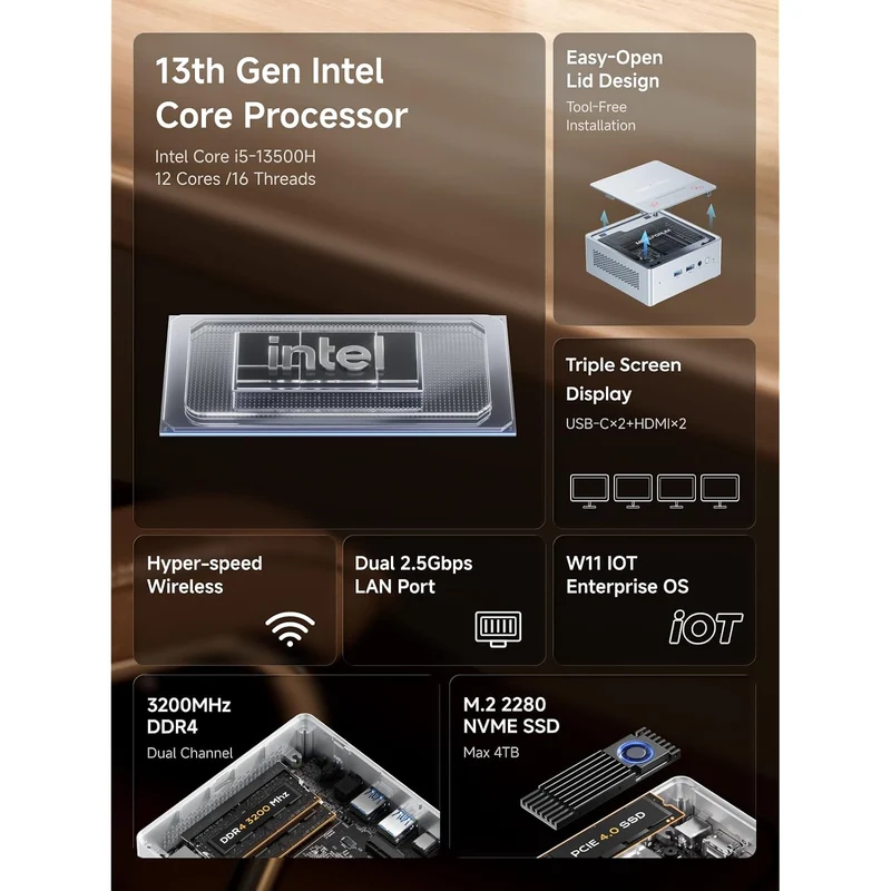 Mini PC Minisforum NAB5R 16 GB RAM 512 GB SSD, con Intel Core i5-13500H