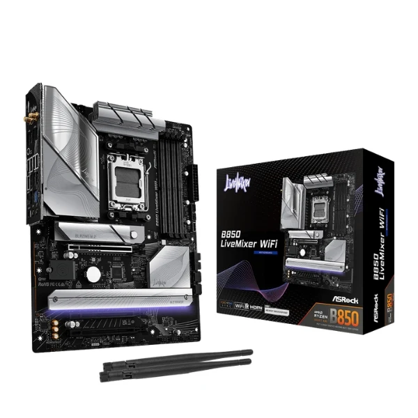 Tarjeta Madre ASRock B850 LiveMixer WiFi - ATX - AM5 - DDR5 8000+ - PCIe 5.0 - WiFi 7 - 2.5G LAN