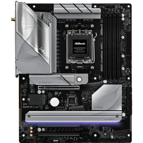 Tarjeta Madre ASRock B850 LiveMixer WiFi - ATX - AM5 - DDR5 8000+ - PCIe 5.0 - WiFi 7 - 2.5G LAN