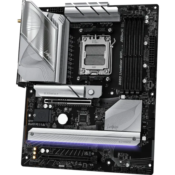Tarjeta Madre ASRock B850 LiveMixer WiFi - ATX - AM5 - DDR5 8000+ - PCIe 5.0 - WiFi 7 - 2.5G LAN