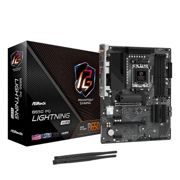 Tarjeta Madre ASRock B650 PG Lightning WiFi - ATX - AM5 - DDR5 7200+ - PCIe 5.0 - WiFi 6E - 2.5G LAN