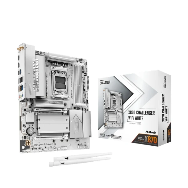 Tarjeta Madre ASRock X870 Challenger WiFi White - ATX - AM5 - DDR5 8000+ - PCIe 5.0 - WiFi 7 - USB4