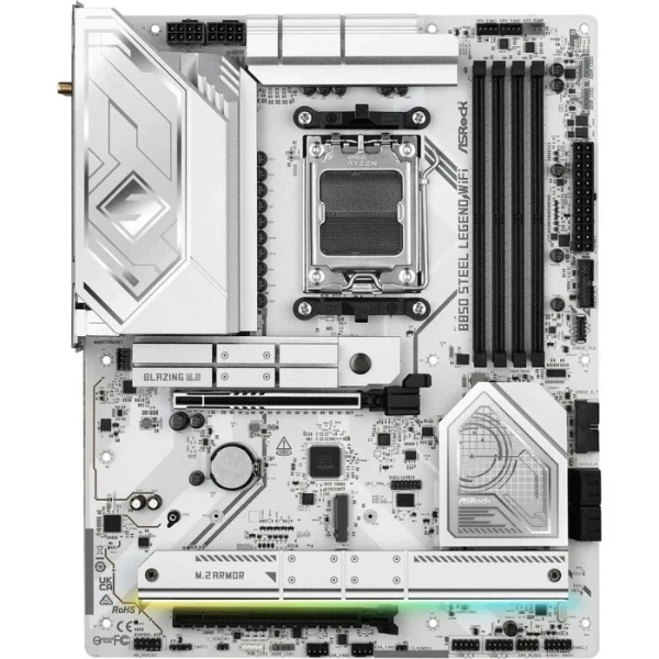 Tarjeta Madre ASRock B850 Steel Legend WiFi - ATX - AM5 - DDR5 8000+ - PCIe 5.0 - WiFi 7 - Blanco