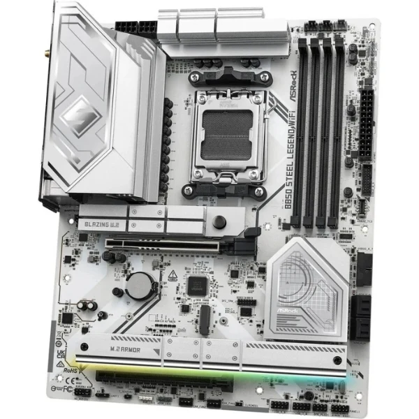 Tarjeta Madre ASRock B850 Steel Legend WiFi - ATX - AM5 - DDR5 8000+ - PCIe 5.0 - WiFi 7 - Blanco