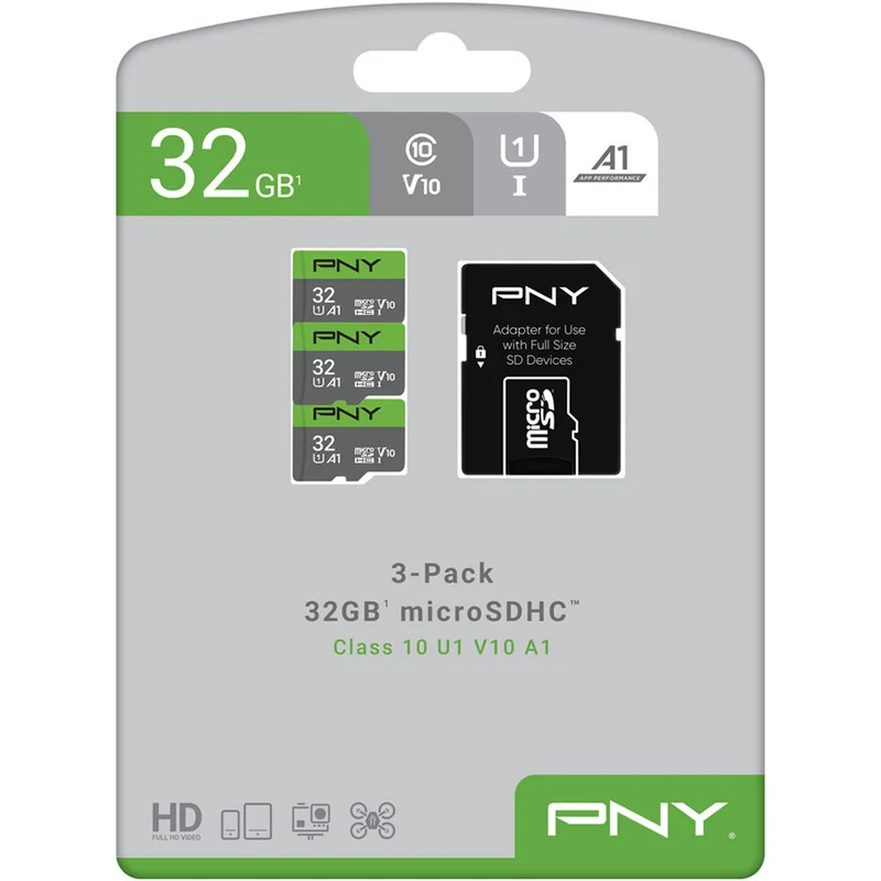 Tarjeta PNY 32GB UHS-I microSDHC con SD Adapter (3-Pack)