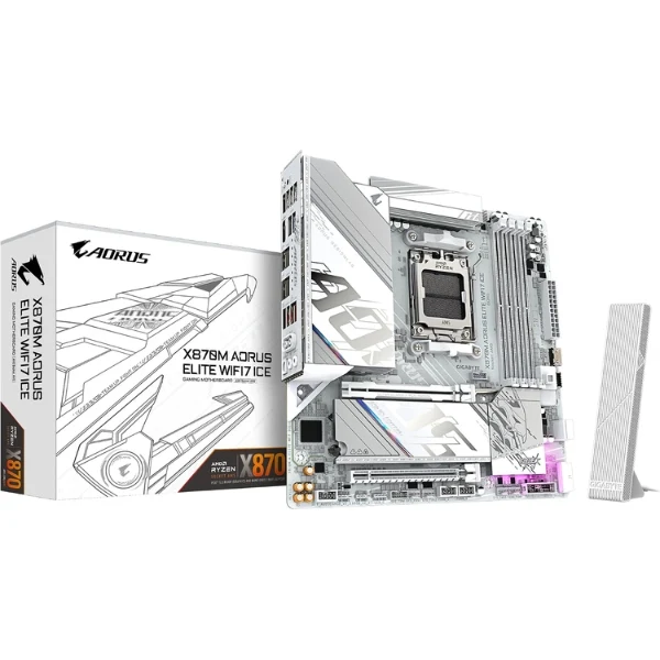 Tarjeta Madre Gigabyte X870M A ELITE WIFI7 ICE - mATX - AM5 - DDR5 8200 - WiFi 7 - PCIe 5.0