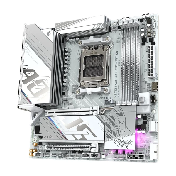 Tarjeta Madre Gigabyte X870M A ELITE WIFI7 ICE - mATX - AM5 - DDR5 8200 - WiFi 7 - PCIe 5.0