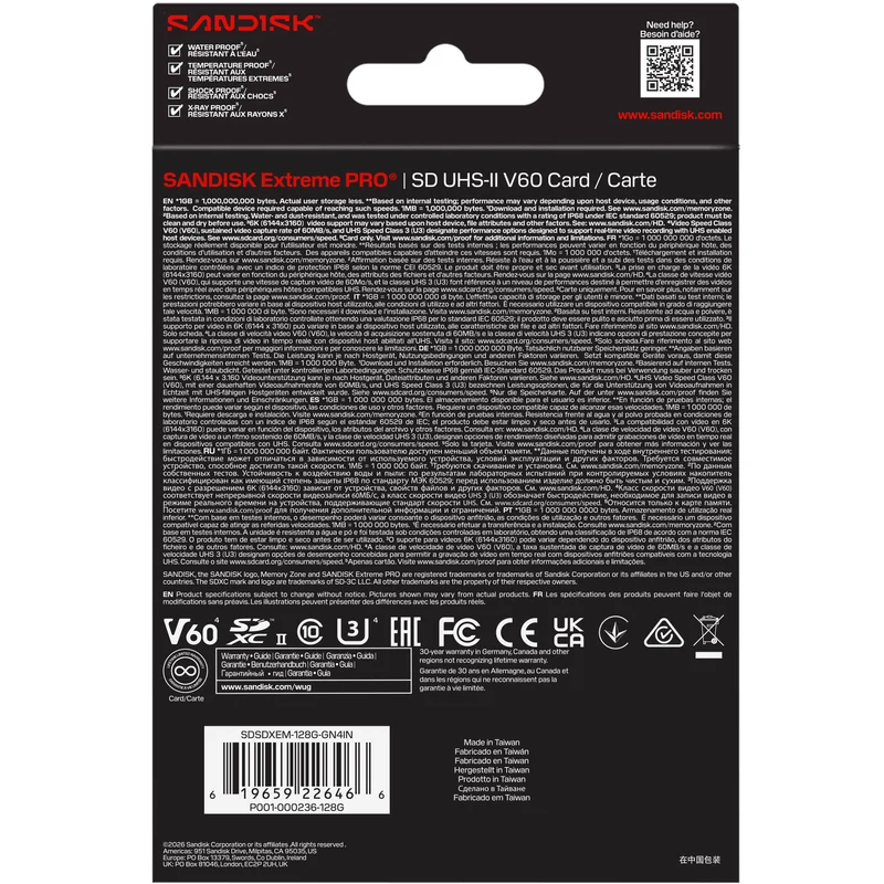 Tarjeta SanDisk 128GB Extreme PRO UHS-II SDXC (300 MB/s)