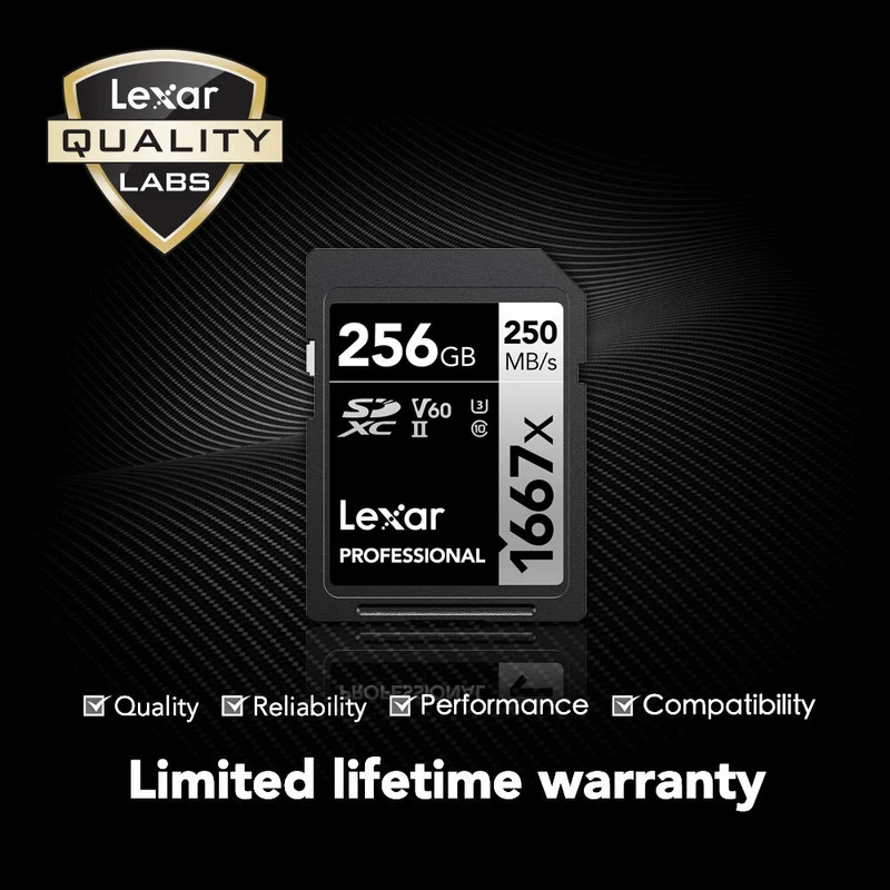 Tarjeta Lexar 256GB Professional 1667x UHS-II SDXC
