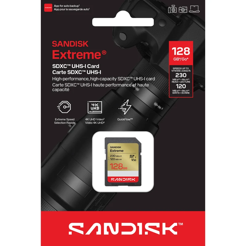 Tarjeta SanDisk 128GB Extreme UHS-I SDXC