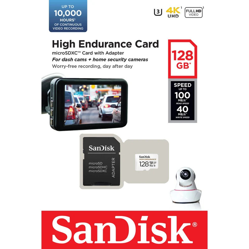 Tarjeta SanDisk 128GB High Endurance UHS-I microSD con SD Adapter