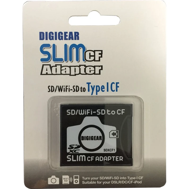 Adaptador de Tarjeta DigiGear Slim SD/Wi-Fi SD a CompactFlash Type 1 Adapter