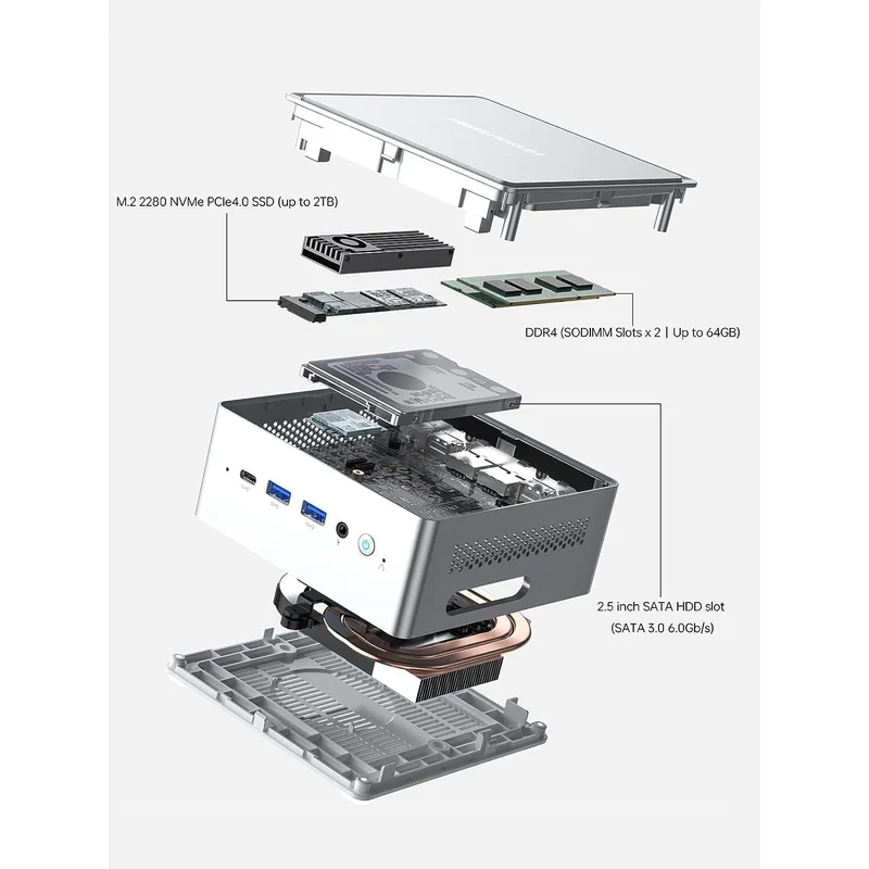 Mini PC Minisforum NAB6 Lite 16 GB RAM 1 TB SSD, con Intel Core i5-12600H