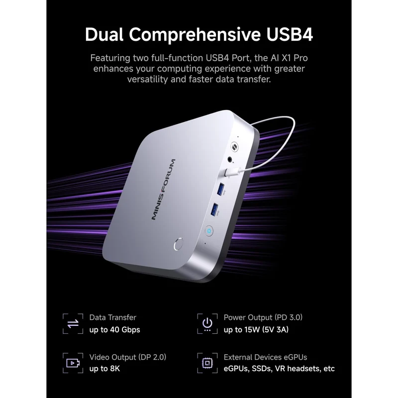 Mini PC Minisforum X1 Pro-470, con AMD Ryzen AI 9 HX470