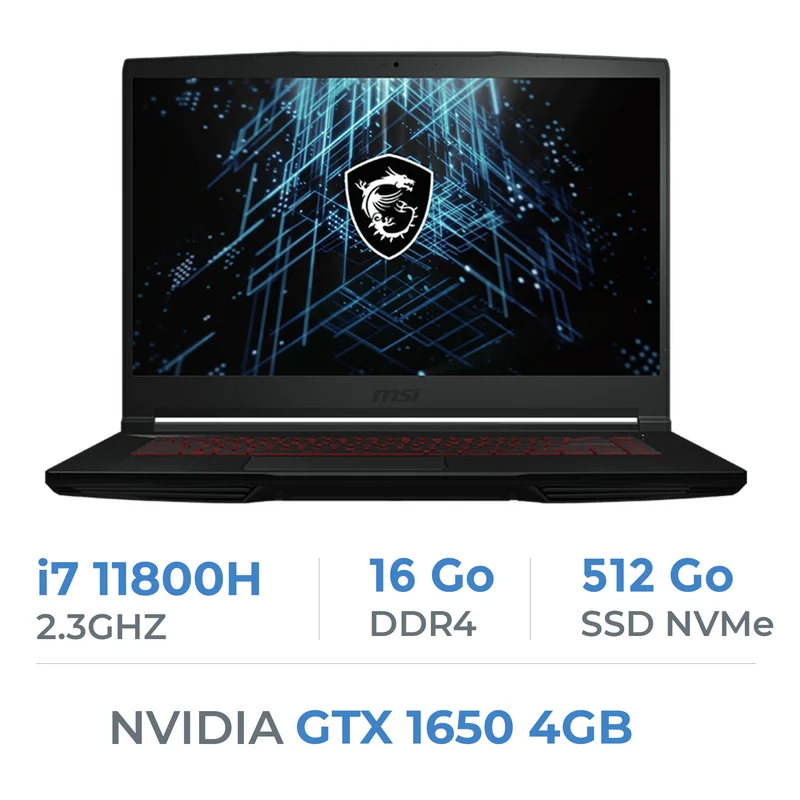 MSI GF63 11SC (THIN) i7-11800H/16GB/512GB SSD/GTX1650 4GB/15.6'' W11 BTS