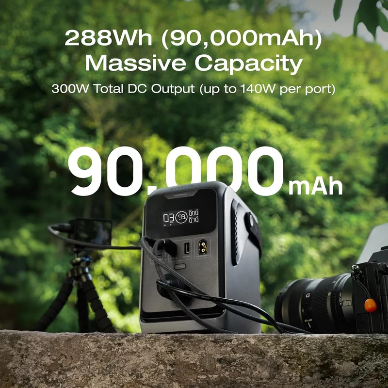 Power Bank EcoFlow TRAIL, Carga 300 W, Negro y Gris