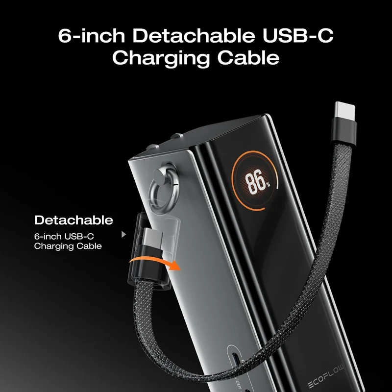 Power Bank EcoFlow RAPID Pro, 10,000 mAh, Carga 67 W, Gris Negro