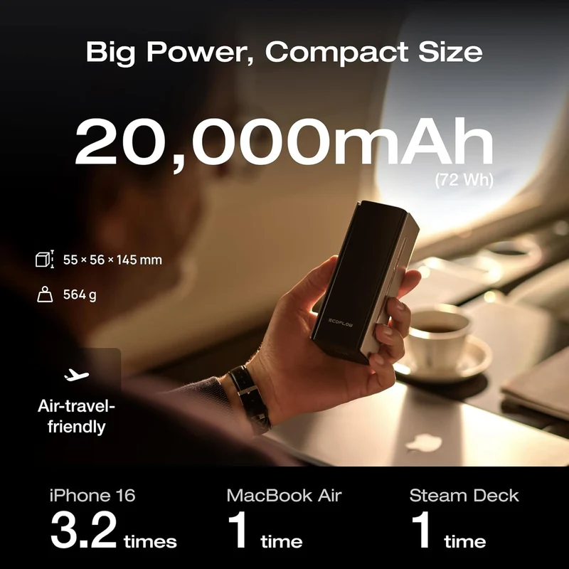 Power Bank EcoFlow RAPID Pro, 20,000 mAh, Carga 230 W, Light Negro