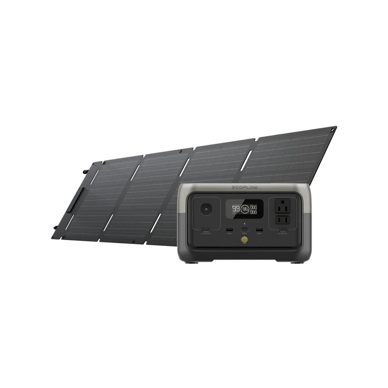 Estación de Energía Portátil EcoFlow RIVER 2, 256 Wh, 600 W, con Panel Solar de 60 W