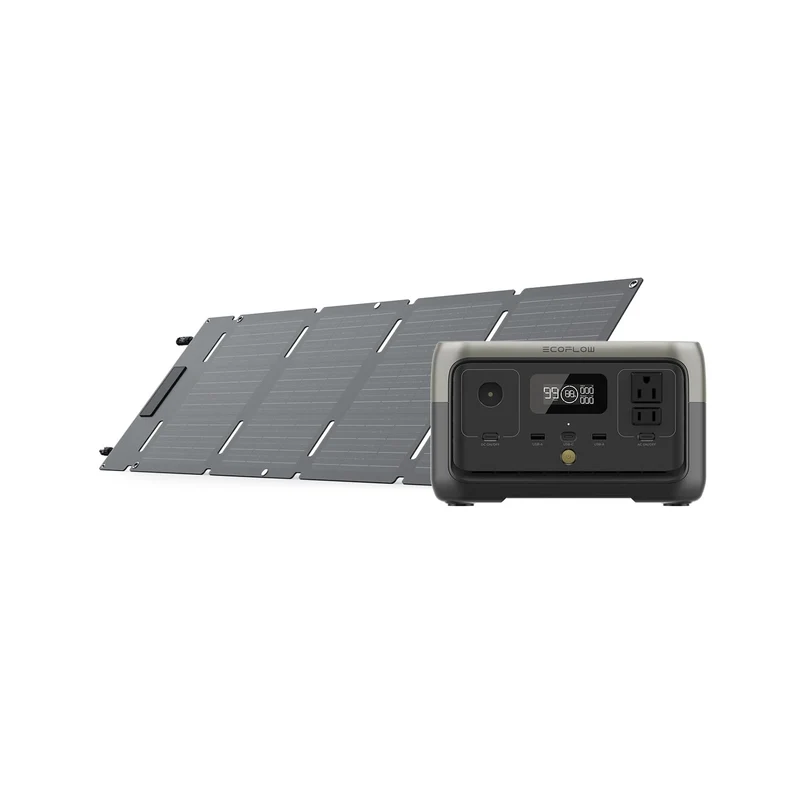 Estación de Energía Portátil EcoFlow RIVER 2, 256 Wh, 600 W, con Panel Solar de 45 W