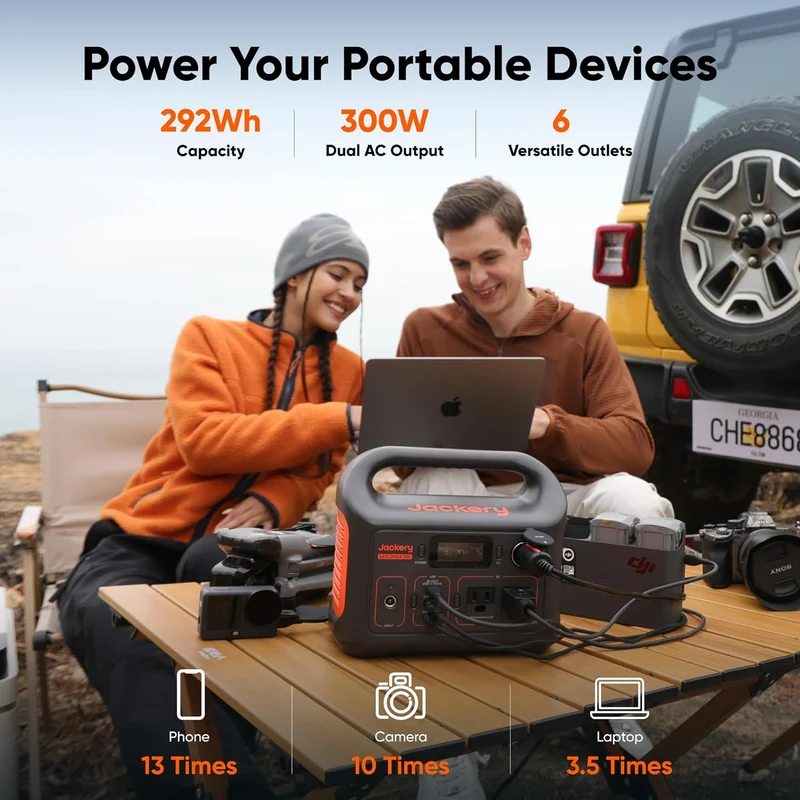 Estación de Energía Portátil Jackery Explorer, 292 Wh, 300 W, con Bolso de Transporte, Naranja