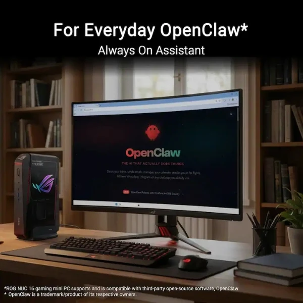 PC Gaming ASUS ROG NUC 16 AI - Intel Core Ultra 7 270HX Plus - 32GB DDR5 - 1TB SSD PCIe 4.0 - NVIDIA GeForce RTX 5060 8GB GDDR7 - Windows 11 Home - Negro