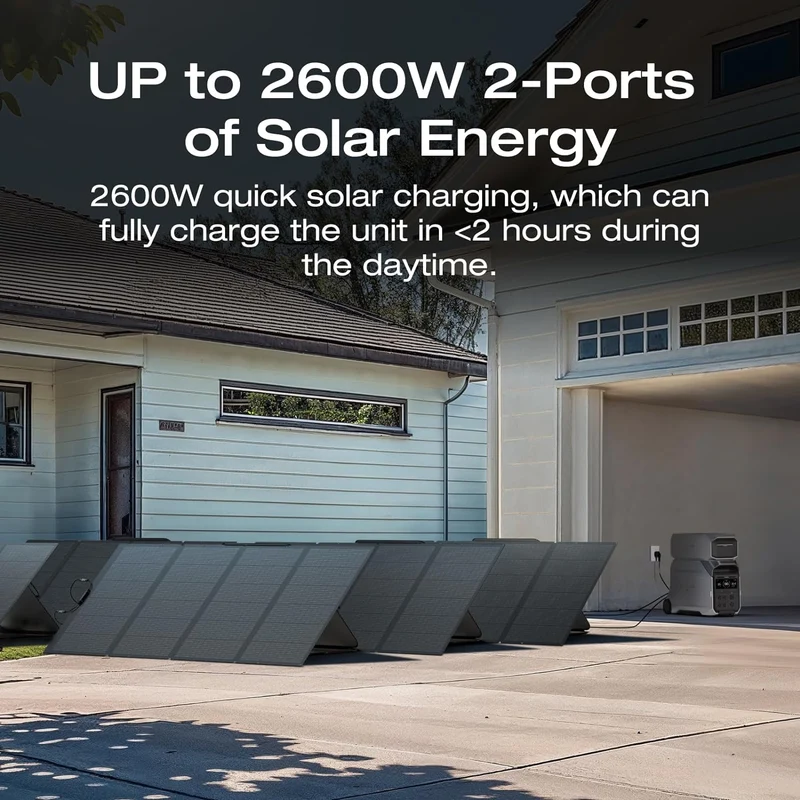 Estación de Energía Portátil EcoFlow DELTA Pro 3, 4096 Wh, 4000 W, con 2 Paneles Solares de 400 W