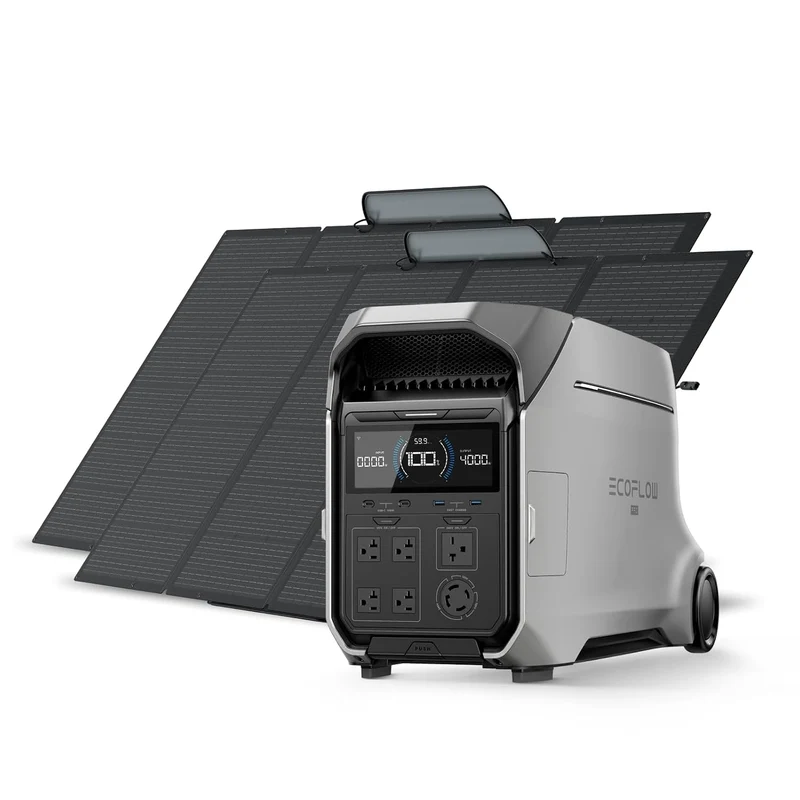 Estación de Energía Portátil EcoFlow DELTA Pro 3, 4096 Wh, 4000 W, con 2 Paneles Solares de 400 W