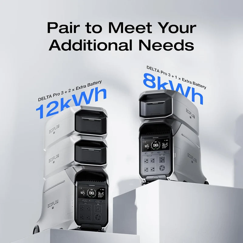 Estación de Energía Portátil EcoFlow DELTA Pro 3, 4000 W, con Batería Extra