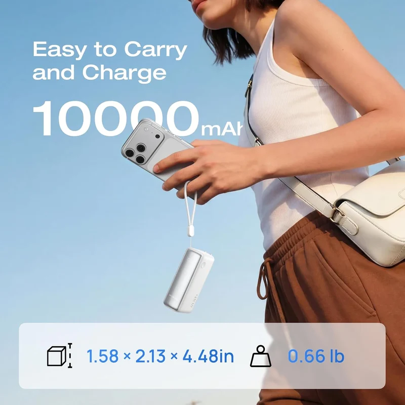 Power Bank EcoFlow RAPID, 10000 mAh, Carga 45 W, Blanco