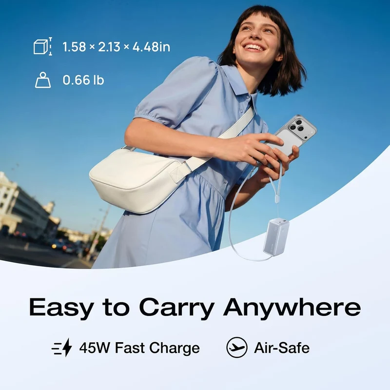 Power Bank EcoFlow RAPID, 10000 mAh, Carga 45 W, Azul