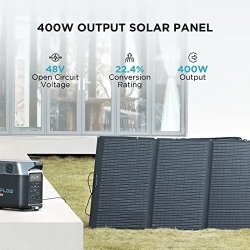 Estación de Energía Portátil EcoFlow DELTA Pro, 3600 W, con 2 Paneles Solares de 400 W