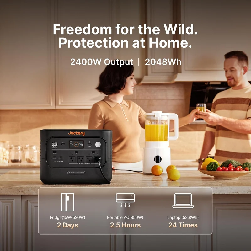 Estación de Energía Portátil Jackery HomePower 2000 Plus v2, 2048 Wh, 2400 W