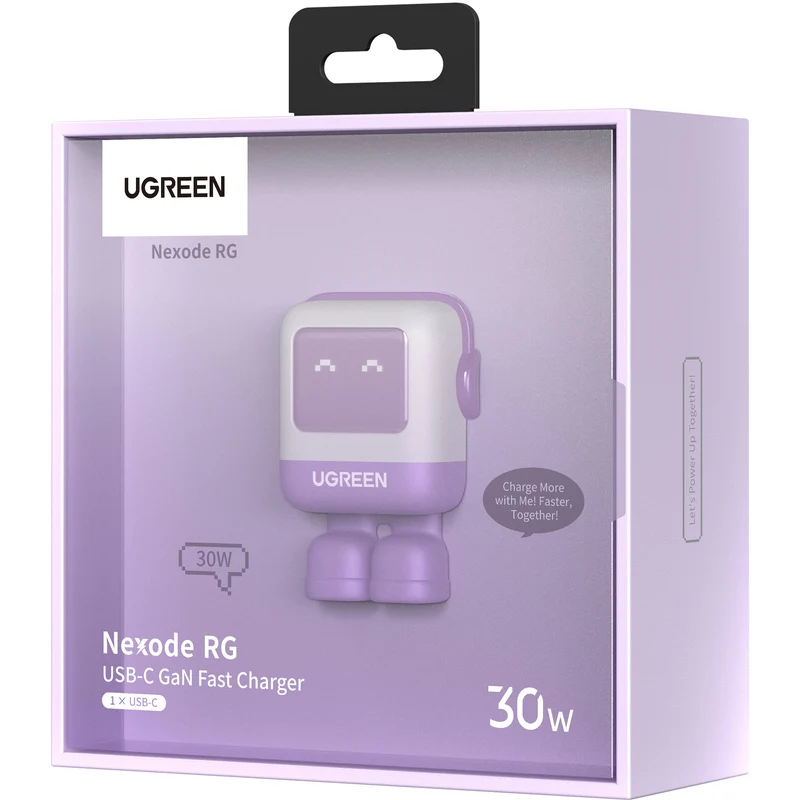 Cargador UGREEN Uno 30W USB-C con Pantalla LED Morado