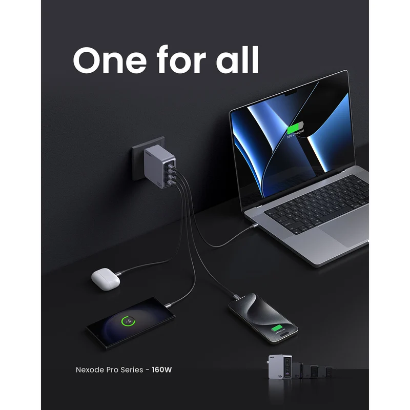 Cargador UGREEN Nexode Pro 160W GaN 4 Puertos USB-C y USB-A