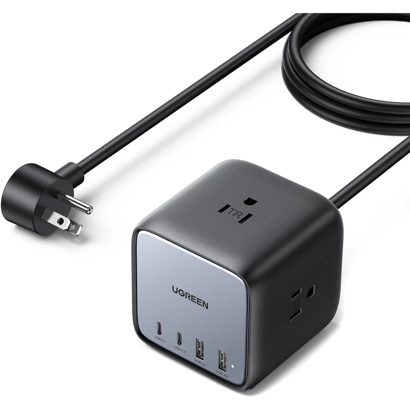 Cargador UGREEN 65W GaN 7 en 1 Cubo con 3 Tomacorrientes y 4 USB