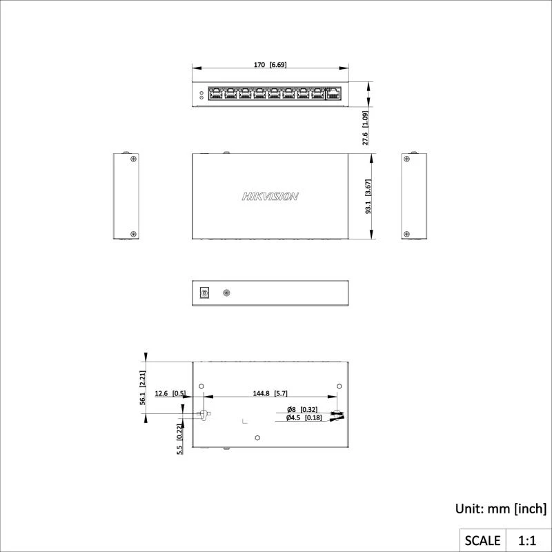 Switch Hikvision Smart Managed DS-3E1309P-EI/M 8 Puertos PoE+ Gigabit