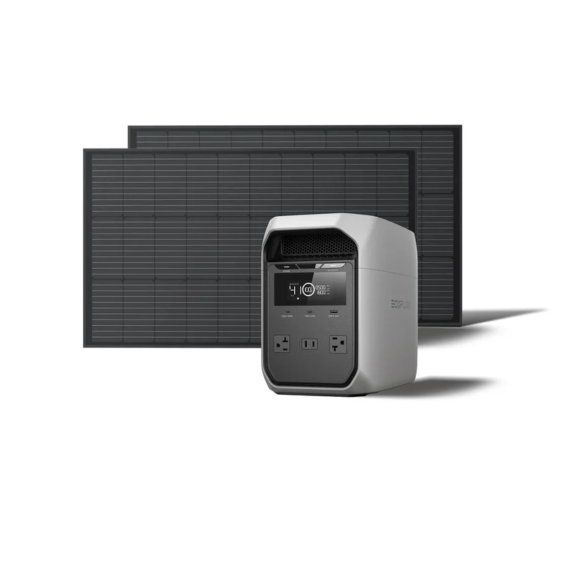 Estación de Energía Portátil EcoFlow DELTA 3 Classic, 1024 Wh, 1800 W, con 2 Paneles Solares de 100 W