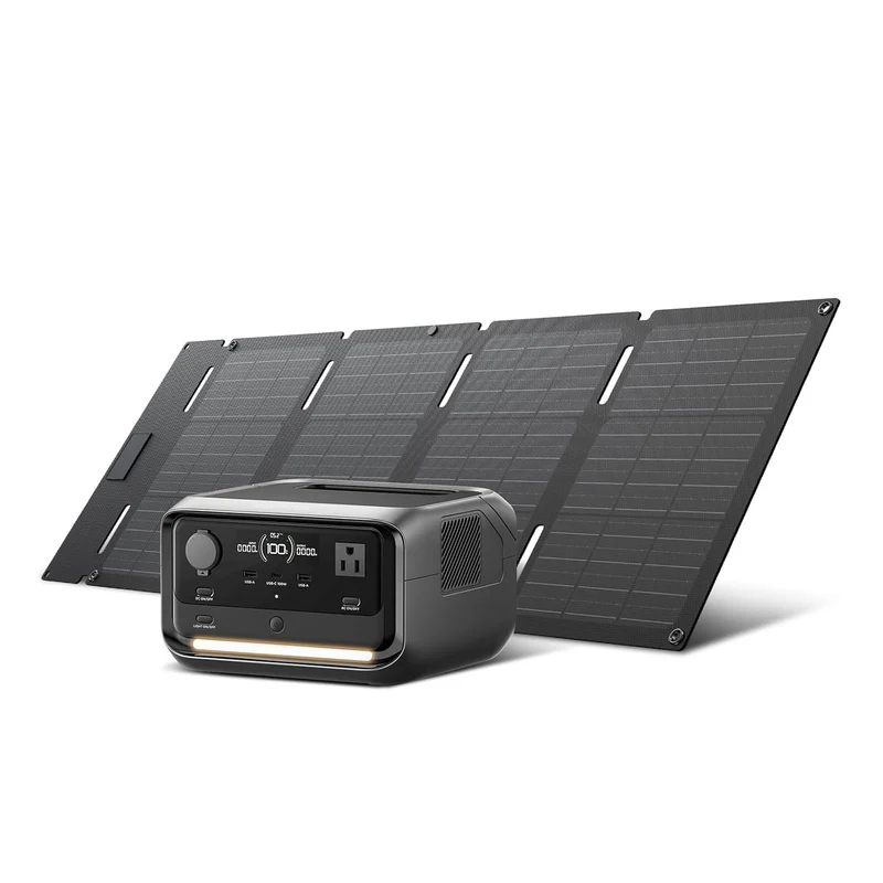 Estación de Energía Portátil EcoFlow RIVER 3 Plus, 286 Wh, 600 W, con Panel Solar de 45 W