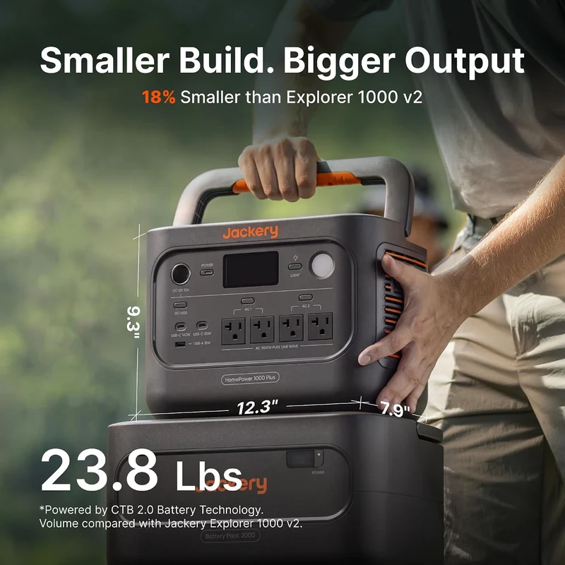 Estación de Energía Portátil Jackery HomePower 1000 Plus v2, 1800 W, Negro
