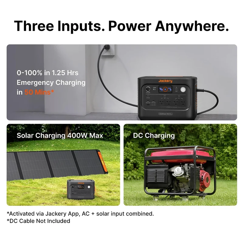 Estación de Energía Portátil Jackery HomePower 1000 Plus v2, 1800 W, Negro