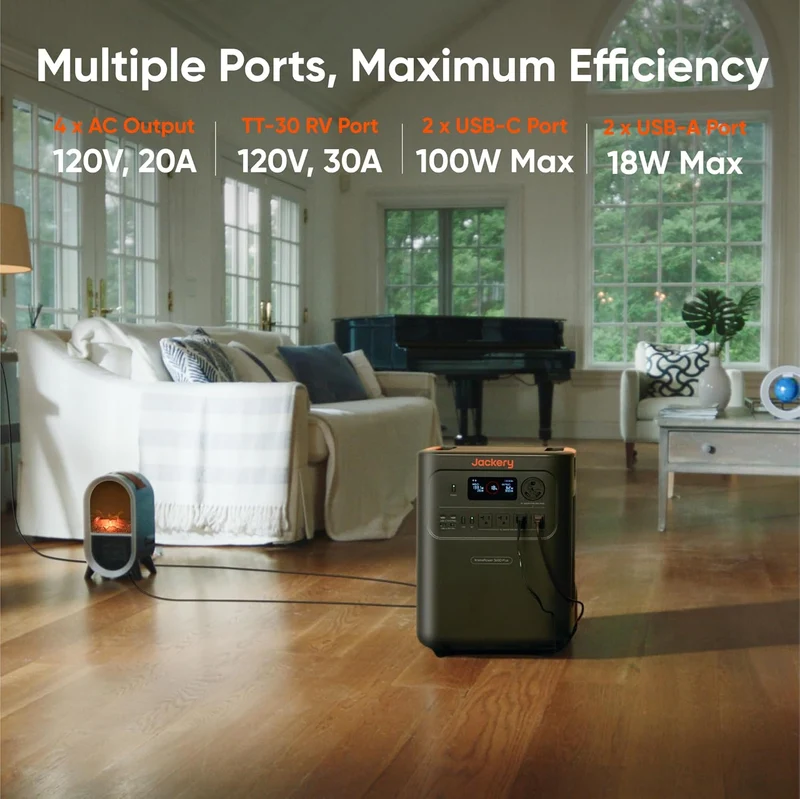 Estación de Energía Portátil Jackery HomePower 3600 Plus, 7168 Wh, 3600 W, con Batería Extra, Negro