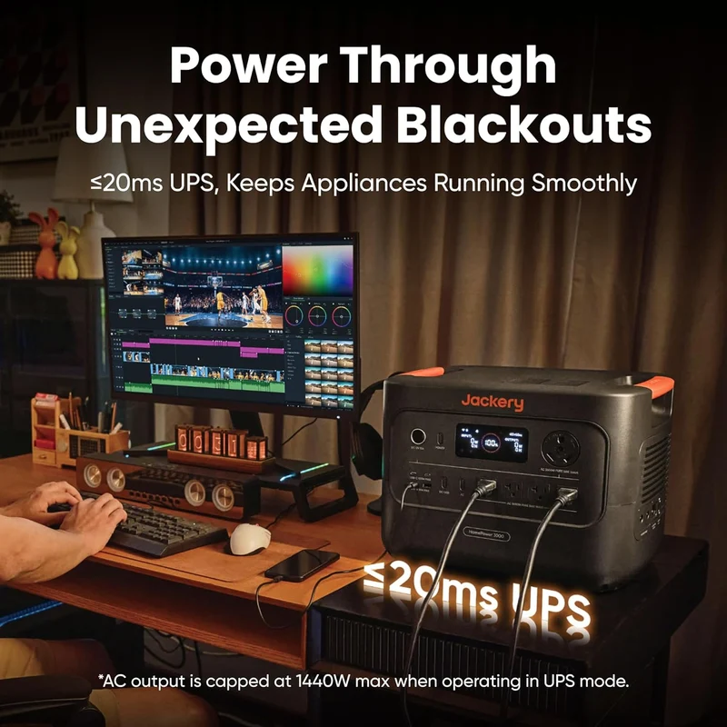Estación de Energía Portátil Jackery HomePower 3000, 3072 Wh, 3600 W, con 2 Paneles Solares de 200 W, Negro
